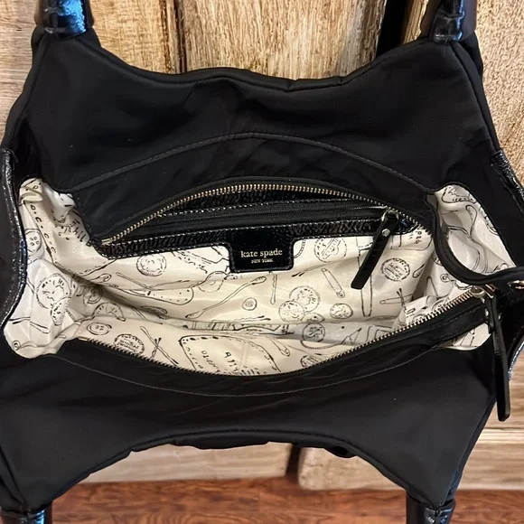 Kate Spade New York Nylon Small Karen Shoulder Handbag - Black With Dust Bag - Picture 6 of 9